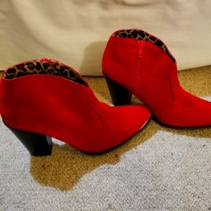 Red suede western style boots, size 6 1/2 M